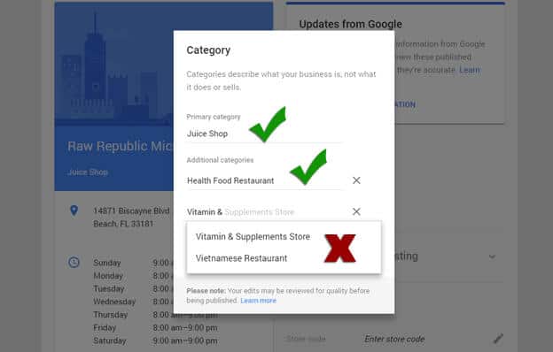 Proper My Business Category Associations